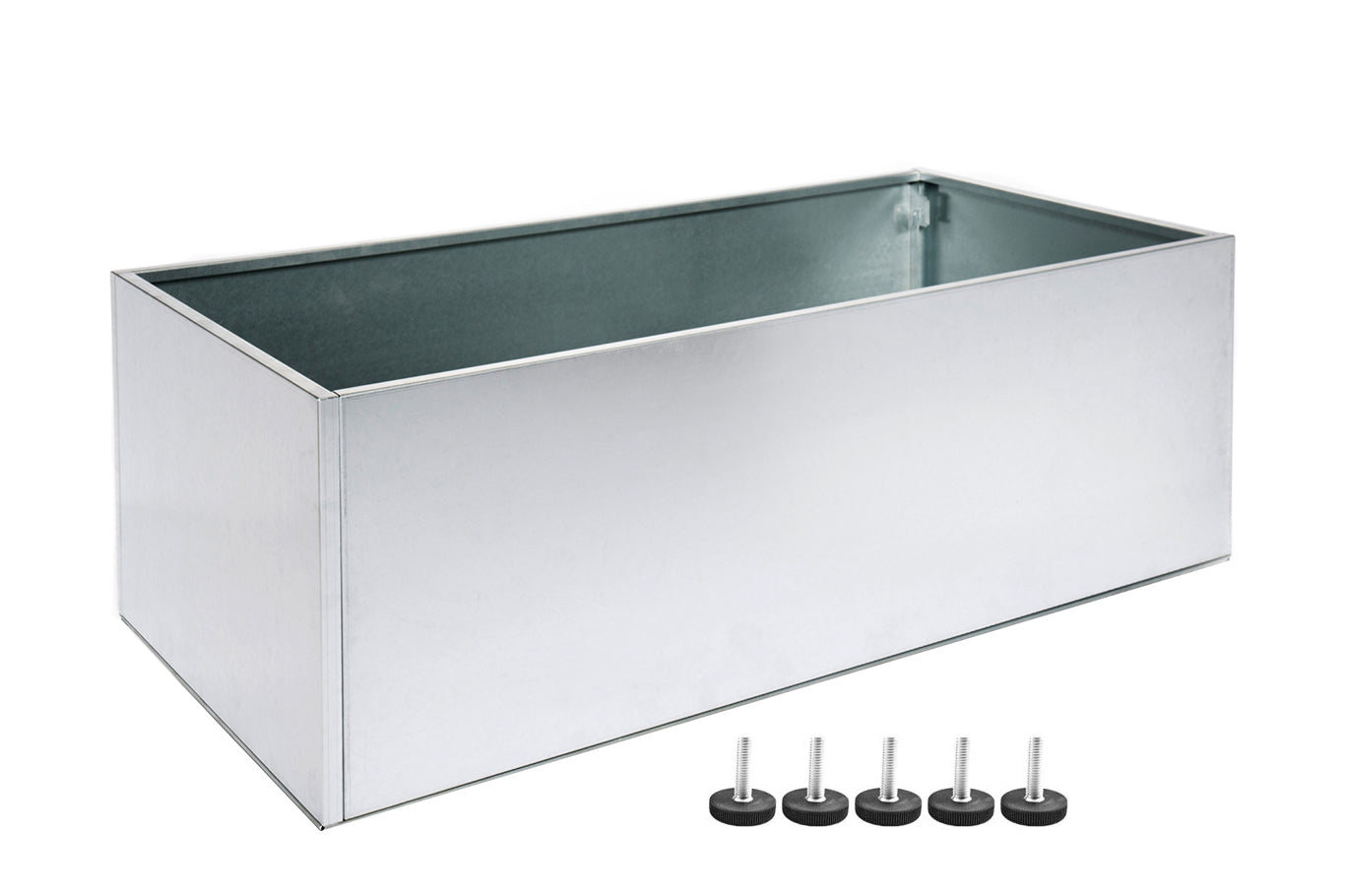 Galvaniseret plantekasse B60xL120xH40 på ben