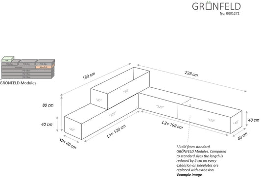 L-form Sort B40xL120-198 B001272