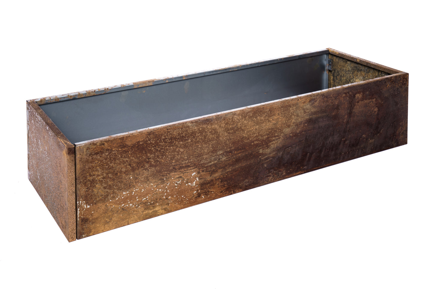 Raised bed raw iron(rust) W40xL120xH25 with base