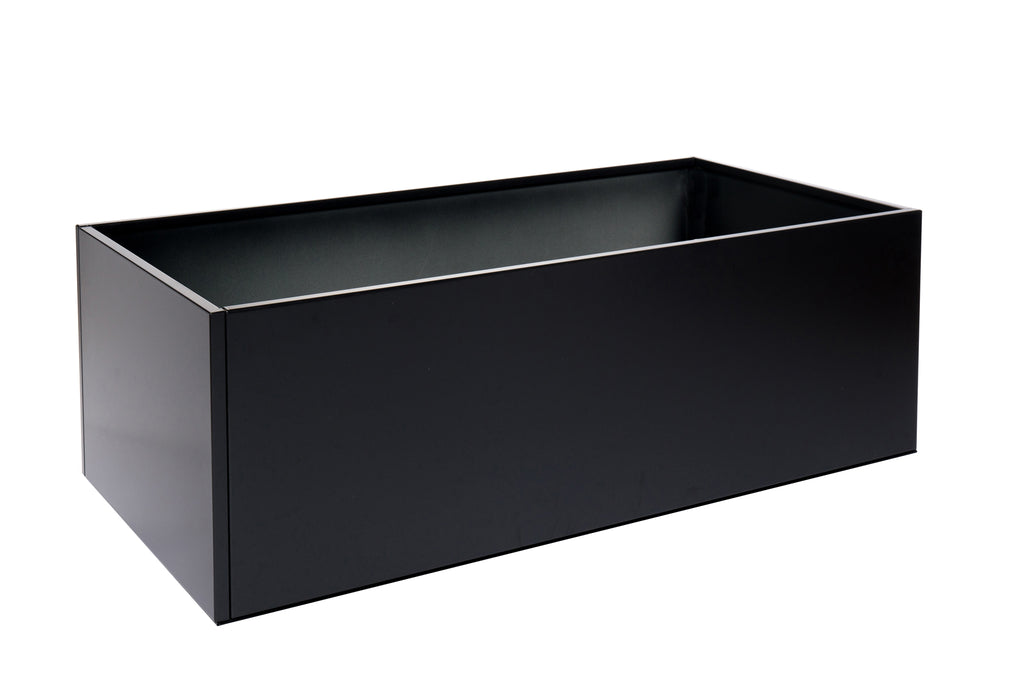 Planter with slug collars | Black aluminium | 60x120x40 cm
