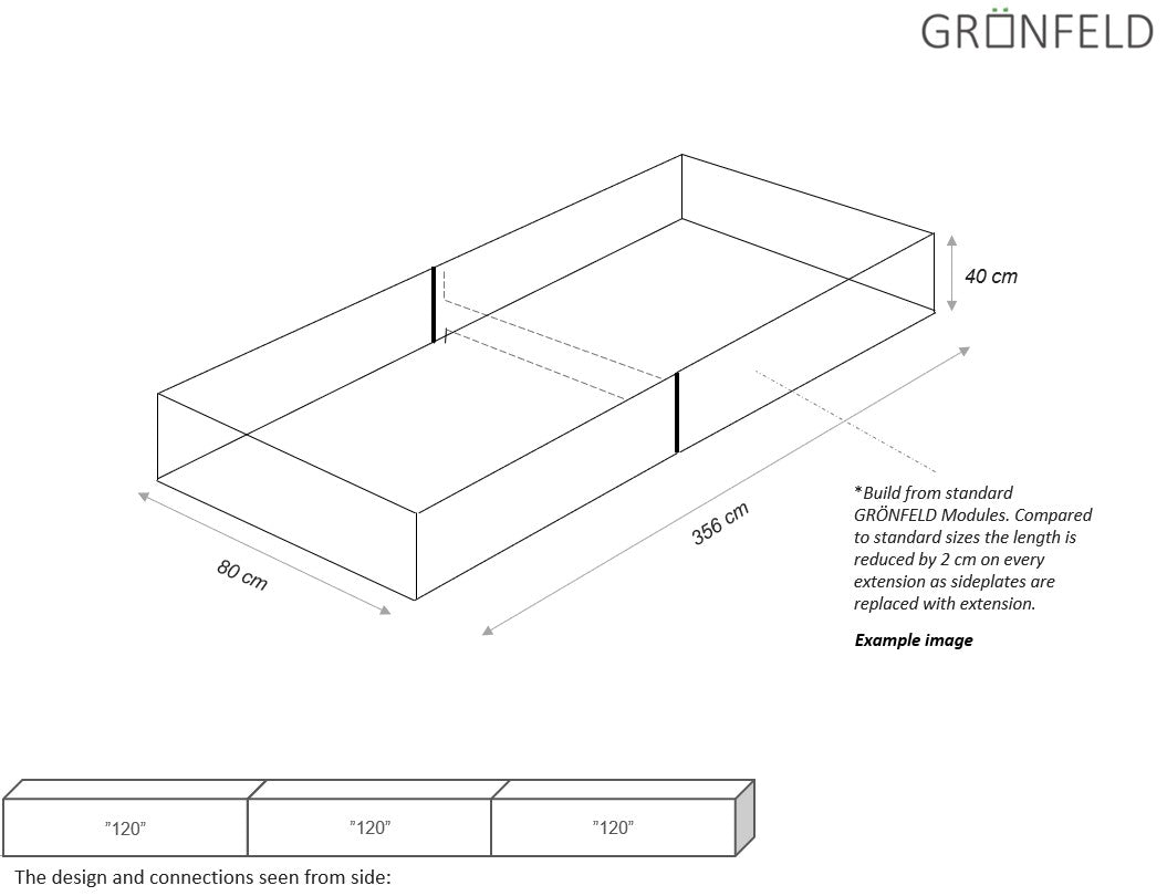 Raised bed Black W80xL356xH40 no base