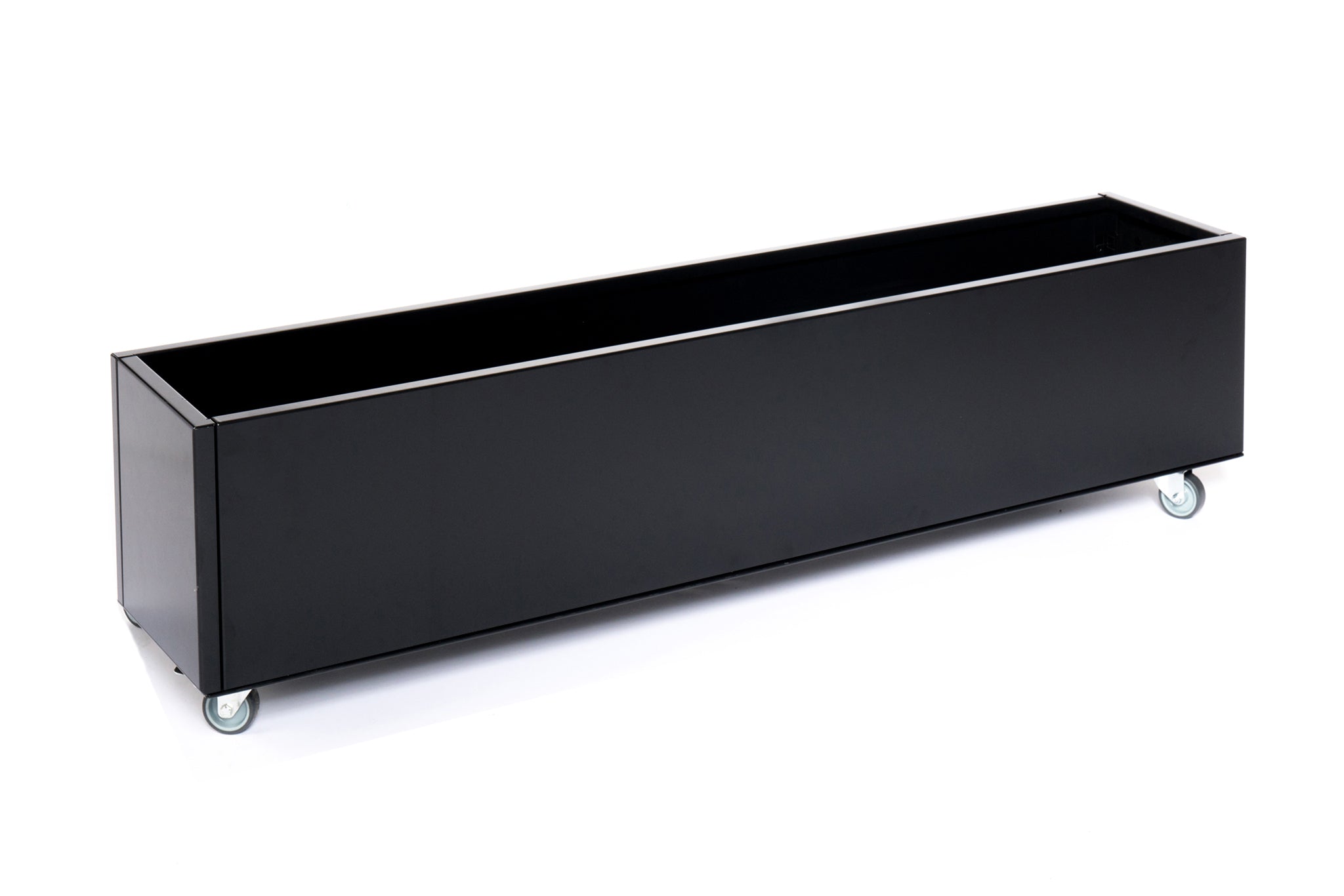 Planter with wheels | Black aluminium | 25x120x25 cm
