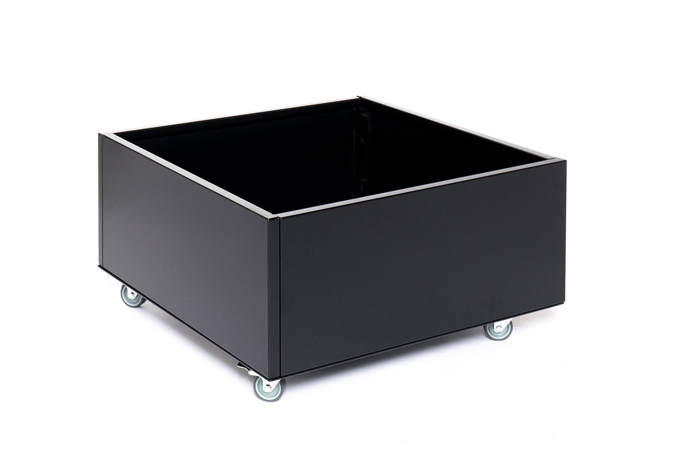 Planter with wheels | Black aluminium | 60x60x25 cm