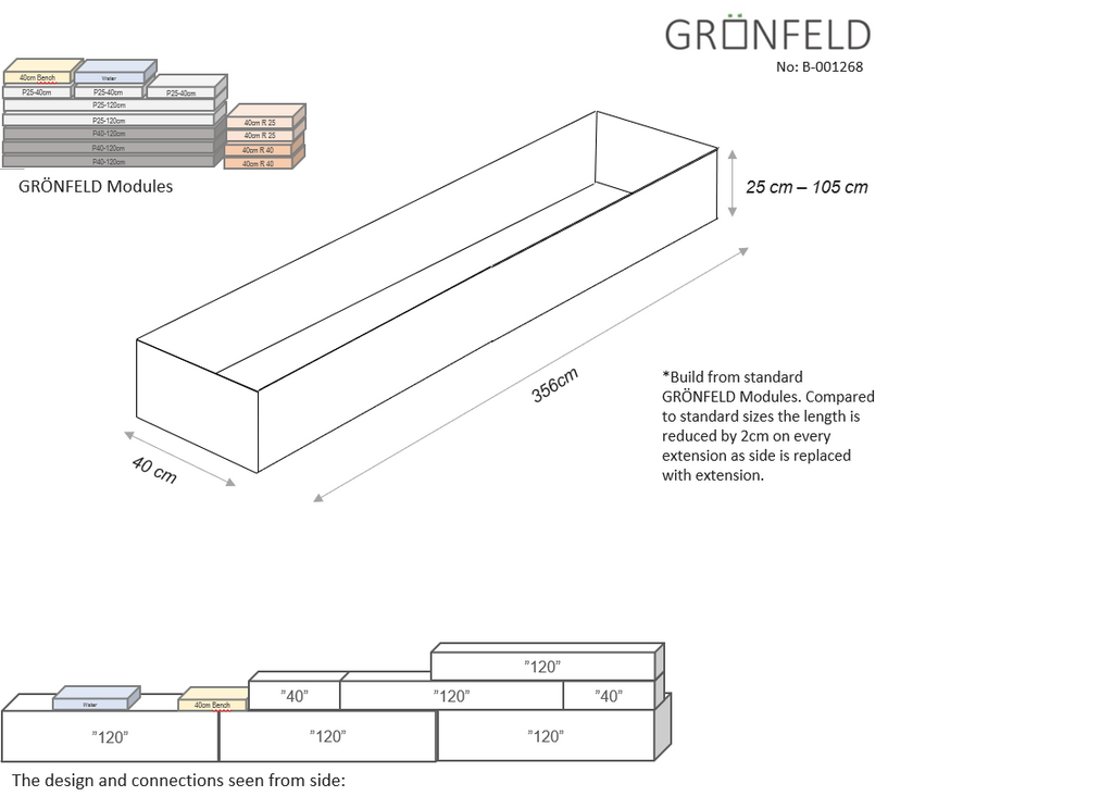 GRÖNFELD B-001268 W40xL356 Height 25-105cm