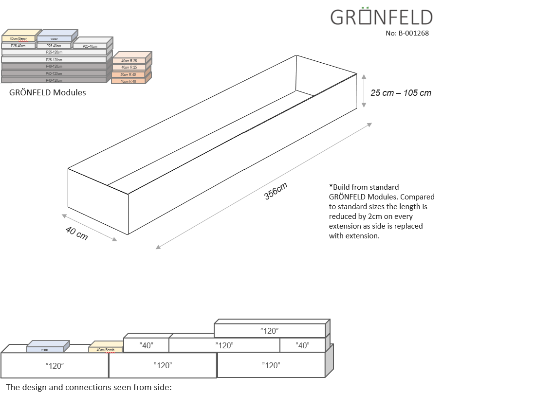 GRÖNFELD B-001268 B40xL356 Højde 25-105cm
