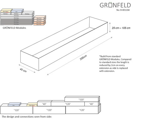 GRÖNFELD B-001268 B40xL356 Højde 25-105cm