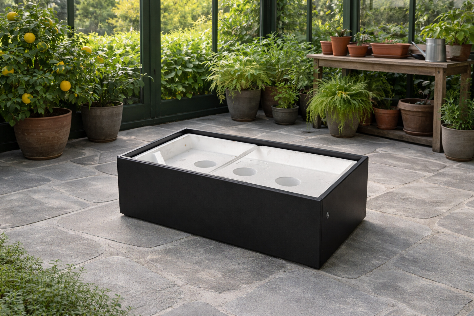 Capillary tray cover with base | Grafit black aluminium | 50x90x31 cm